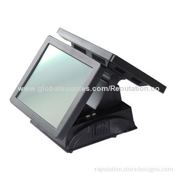 Double 15-inch Touch Screen Conveyor Checkout Counter with 4:3 Aspect Ratio